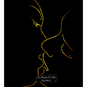 Poster The Kiss, minimalistische Zeichnung eines sich küssenden Paares